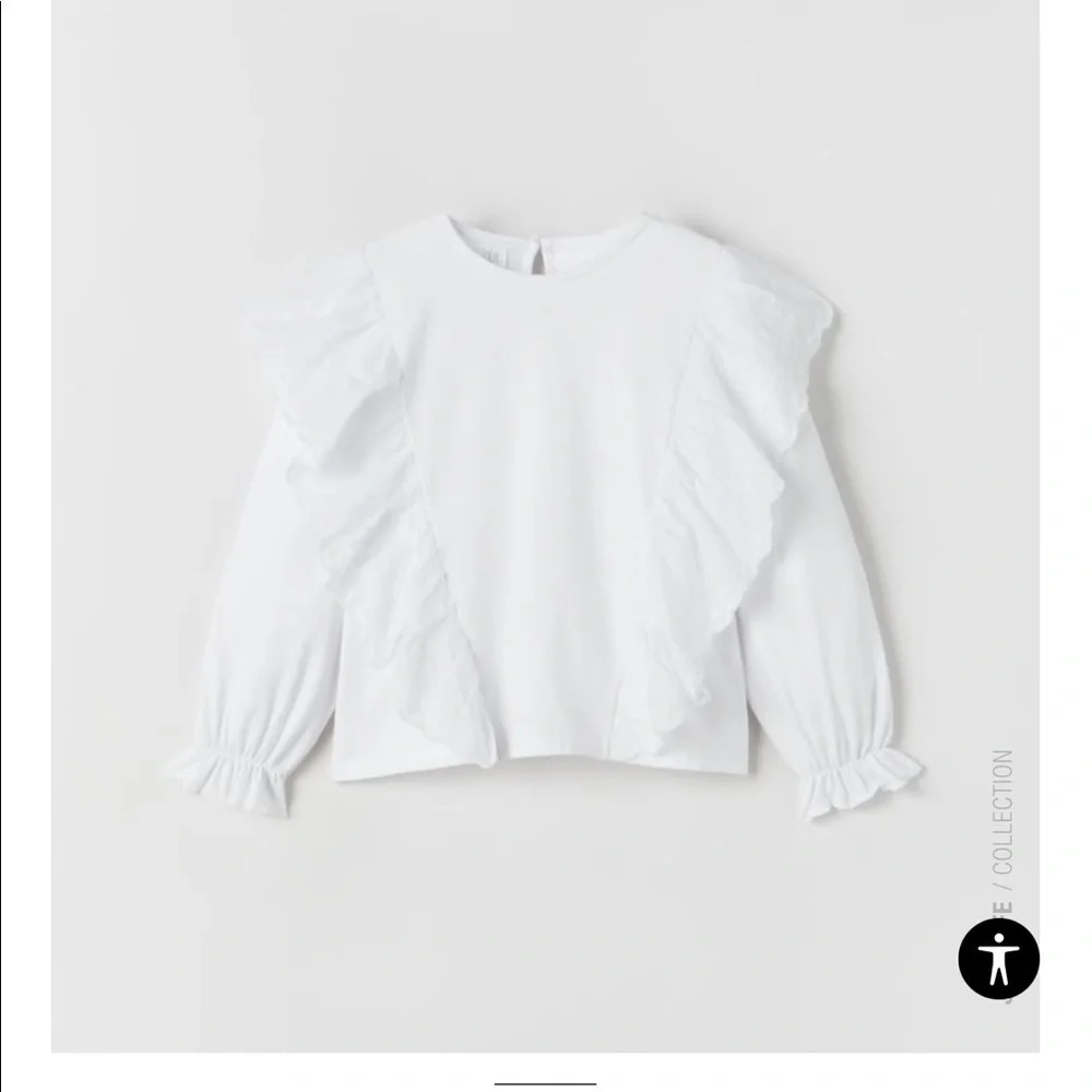 Zara White Ruffled Lace Top
